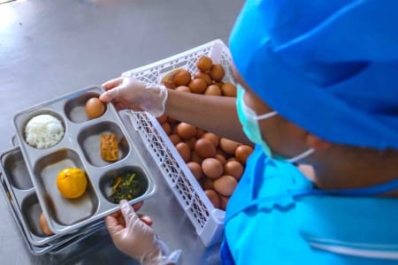 Staff prepare Free Nutritious Meal menus at the Lobalain Mokdale Community Nutrition Center (SPPG) in Rote Ndao, East Nusa Tenggara, on Tuesday, Nov. 4, 2025. Since opening on June 11, 2025, the kitchen has served 19 schools and one health post, reaching a total of 3,059 beneficiaries. (InfoPublik/Agus Siswanto)