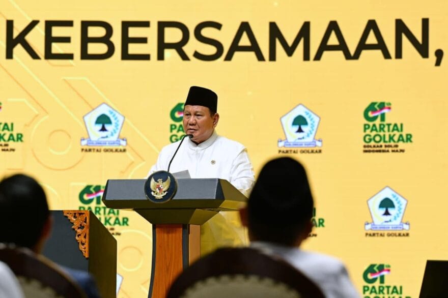 Kepala Negara dalam sambutannya saat menghadiri acara Doa Untuk Bangsa dalam rangka Hari Ulang Tahun ke-61 Partai Golongan Karya (Golkar) yang digelar di Istora Senayan, Jakarta, pada Jumat (05/12/2025).