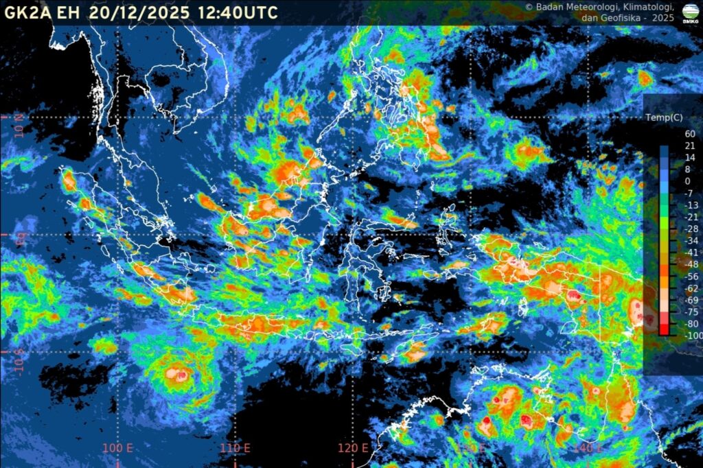 Foto: Bibit siklon tropis 93S 20 Desember 2025. (SCREENSHOT WEBSITE BMKG) GETNEWS.CO.ID