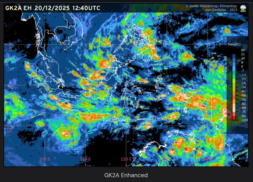 Foto: Bibit siklon tropis 93S 20 Desember 2025. (SCREENSHOT WEBSITE BMKG)