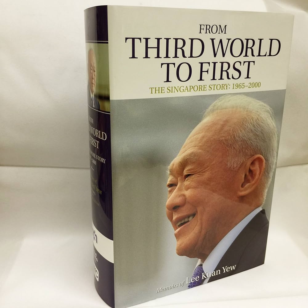Sampul buku From Third World to First karya Lee Kuan Yew bersanding dengan infografis transformasi ekonomi Singapura 1965-2000 untuk rubrik Bedah Buku GetNews (amazon)