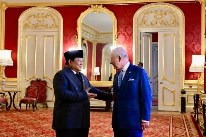 Presiden RI Prabowo Subianto dan Raja Inggris Charles III mempertegas kemitraan strategis melalui Pertemuan Filantropi Konservasi Gajah Peusangan di Lancaster House, Rabu (21/01/2026). (BPMI Setpres)