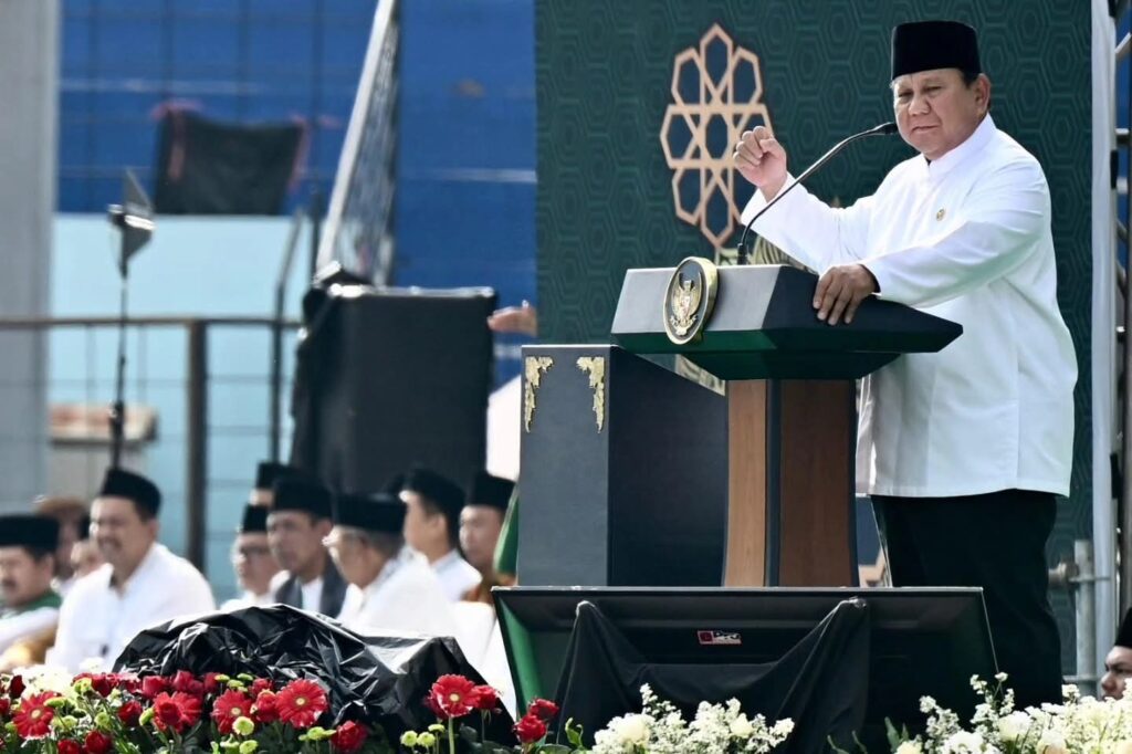 Presiden Prabowo Subianto mengumumkan pembangunan Kampung Haji Indonesia di Makkah dalam acara Mujahadah Kubro Satu Abad NU (BPMI SETPRES)