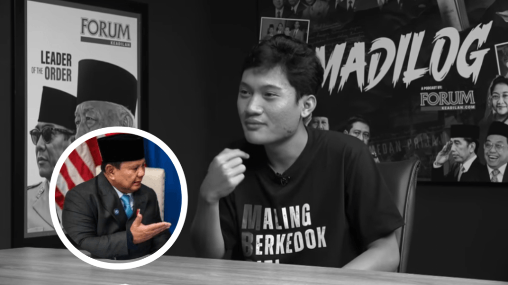 Ketua BEM UGM layangkan tantangan debat langsung kepada Presiden Prabowo Subianto untuk uji kebijakan pemerintah secara rasional. ((GETNEWS/Screeshot YouTube Forum Keadlilan/BPMI Setpres)