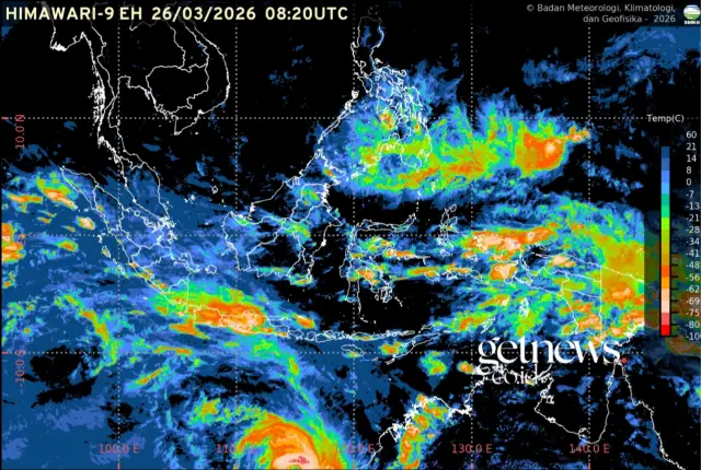 Citra satelit Himawari BMKG 26 Maret 2026 (Screenshot BMKG/GETNEWS.)