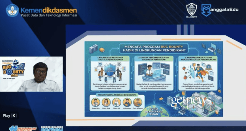 Kementerian Pendidikan Dasar dan Menengah (Kemendikdasmen) resmi meluncurkan Program Bug Bounty 2026 sebagai langkah strategis memperkuat ketahanan siber di sektor pendidikan nasional. (Foto: Dok Kemendikdasmen)
