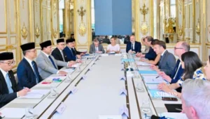 Presiden Republik Indonesia, Prabowo Subianto, menggelar pertemuan bilateral dengan Presiden Prancis, Emmanuel Macron, di Istana Élysée, Paris, Kamis (28/5/2026). (BPMI Setpres)