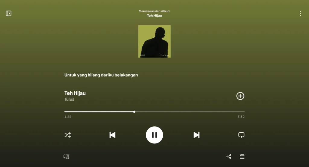 Teh Hijau TULUS (Screenshot Spotify)